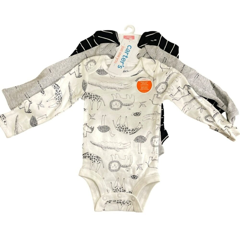 Carters Newborn 3-Piece Long-Sleeve Bodysuit Set NWT